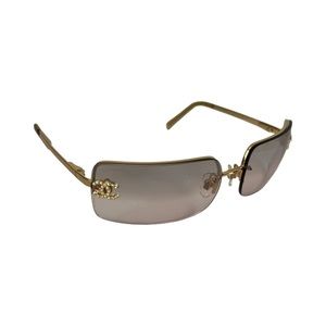 Chanel CC Rhinestone Logo Rimless Sunglasses